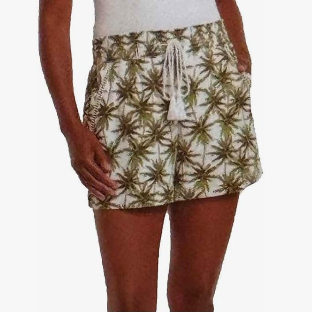 NWT Tropical Palm Print Women's Linen Shorts